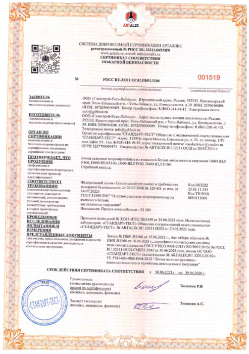 Сертификат соответствия пожарной безопасности