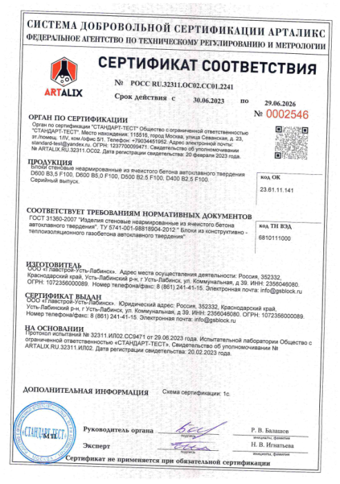 Система добровольной сертификации АРТАЛИКС